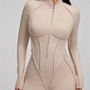 Beige Long Sleeve Bodysuit